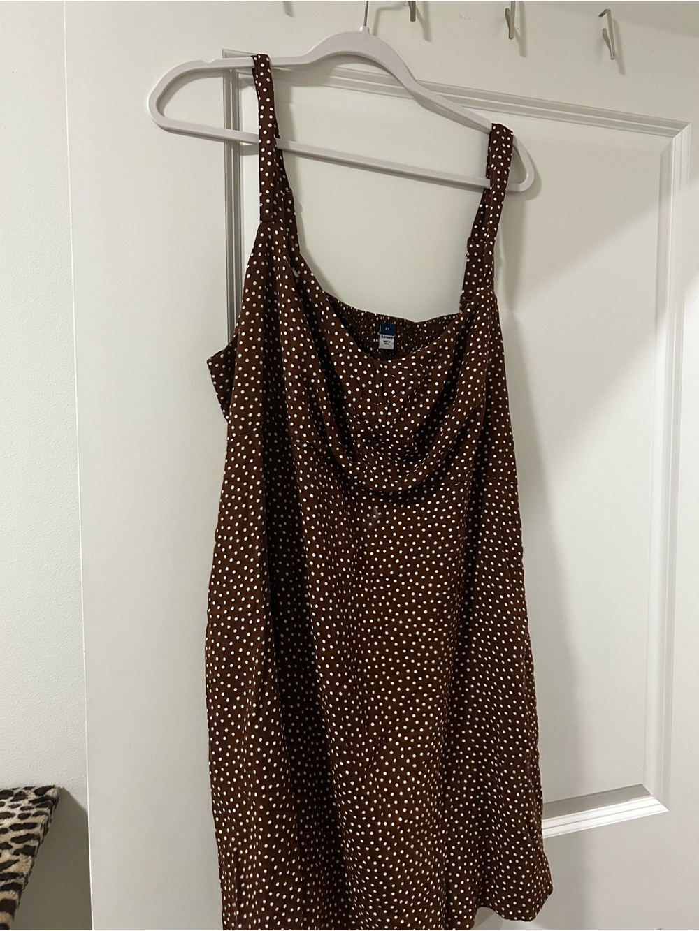 Old Navy Brown Polka Dot Cowl Neck Mini Dress